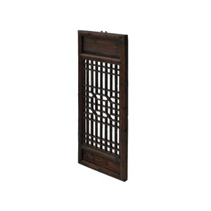 Chinese Vintage Restored Wood Geometric Pattern Brown Wall Hanging Art ws3750E image 4