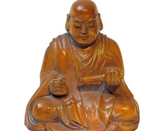 ヴィンテージ 木彫り 僧侶 修道僧 オブジェ 彫刻 僧侶の像 - A - Etsy 日本