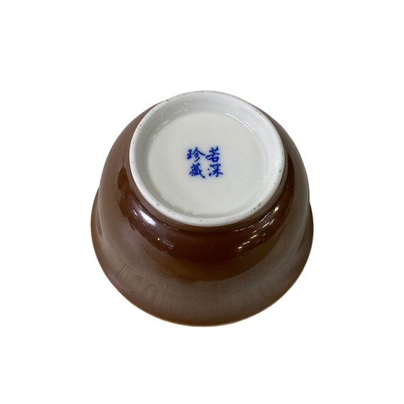 2 x Chinese Porcelain Brown Blue White Scenery Cup Display Art ws2785S 2 x Chinese Porcelain Brown Blue White Scenery Cup Display Art ws2785S
