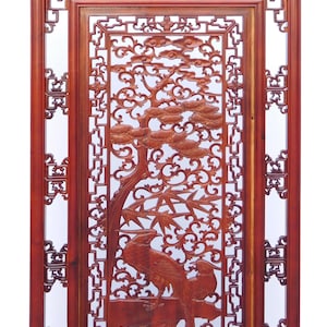Chinese Oriental Rectangular Vertical Birds Wood Wall Panel cs1362-2E image 5
