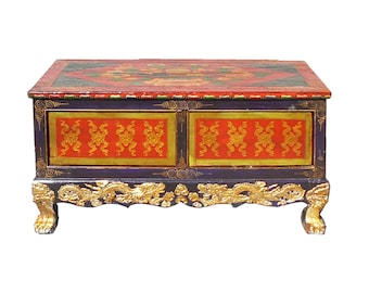 Chinese Tibetan Golden Craw Legs Low Coffee Table cs975E