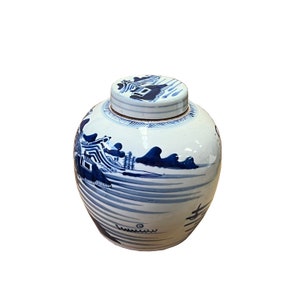Oriental Hand-paint Scenery Blue White Porcelain Ginger Jar ws2541E image 2