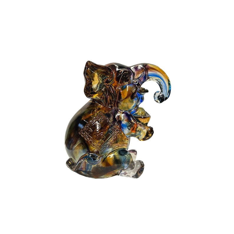 Pair Mixed Color Crystal Glass Fengshui Fortune Trunk Up Elephant Statues ws3644E image 9