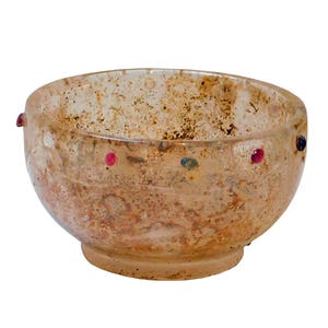 Reproduction Ancient Chinese Under Ground Treasure Crystal Glass Bowl With Colorful Dot Design n246E