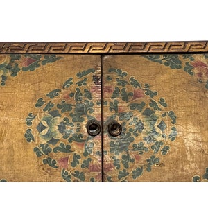 Chinese Tibetan Yellow Brown Treasure Graphic Offering Shrine Chest cs7677E image 10