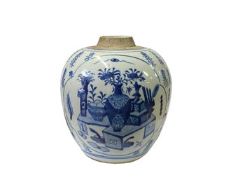 Oriental Handpaint Flower Vase Small Blue White Porcelain Ginger Jar ws2323E