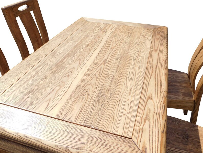 Oriental Light Wood Rectangular Dining Table 4 Chairs Set cs1555E image 4