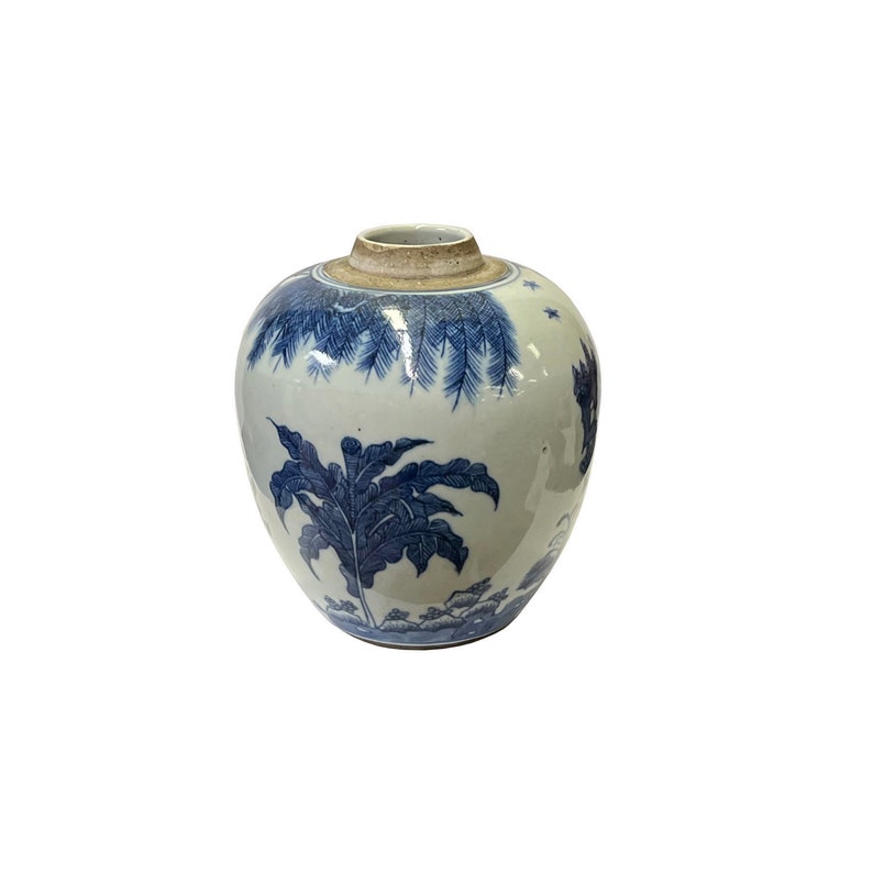 Oriental Lady House Small Blue White Porcelain Ginger Jar ws3331E image 4
