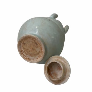 Chinese Handmade Ceramic Celadon White 5 Mouths Motif Jar ws1779E image 4