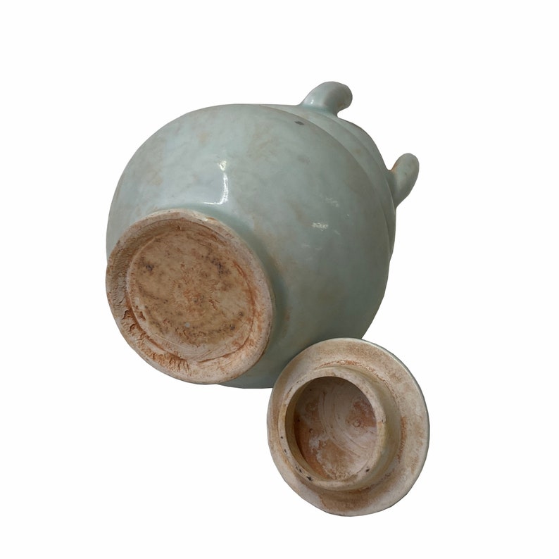 Chinese Handmade Ceramic Celadon White 5 Mouths Motif Jar ws1779E image 4