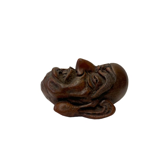 Chinese Natural Bamboo Carved Happy Man Face Display ws3254S Chinese Natural Bamboo Carved Happy Man Face Display ws3254S