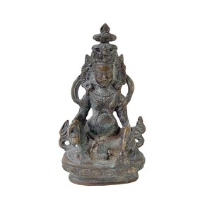 Distressed Marks Bronze Color Metal Zambala Fortune Deity Statue ws2408E