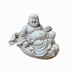 Small Vintage Finish Off White Color Porcelain Happy Buddha Statue ws1493E