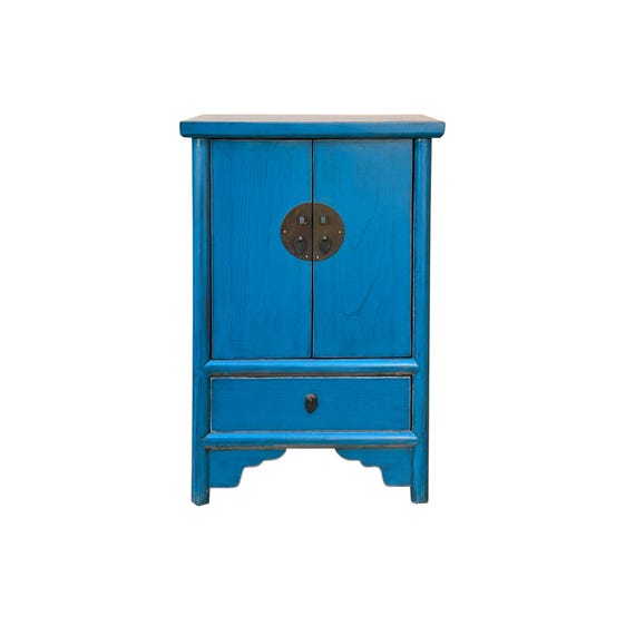 SALE☆ジョルティ☆ナレージ☆アイザー☆ノーテン☆ブルーブルー☆マルジン Oriental Distressed Cerulean Blue Medallion Hardware End Table