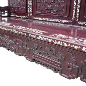 Classic Chinese Red Rosewood Mother of Pearl Long Bench Chaiser cs962E image 5