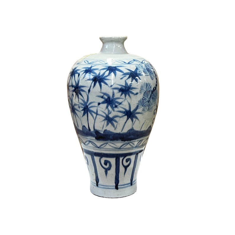 Chinese Blue White Porcelain Flowers Theme Vase Display ws2877E image 3