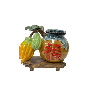 Chinese Drop Blue Tan Buddha Fingers Citrus Fruits Holder Pot Vase ws3099E
