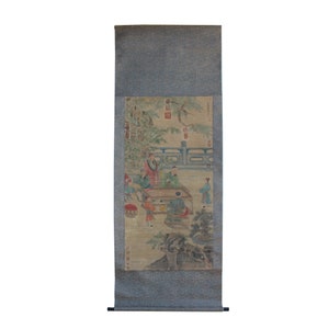 Chinese Court House People Color Ink Scroll Painting Museum Quality Wall Art cs5646E image 1