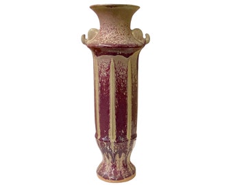 Plum Purple Distressed Ceramic Elephant Head Artistic Narrow Vase ws1505E