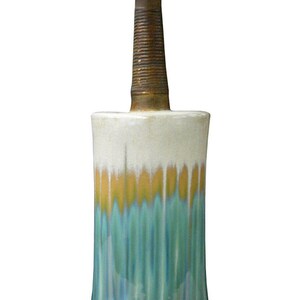 Modern Oval Shape Flat Tall Neck Ceramic Turquoise Bamboo Decor Vase ss980E image 4
