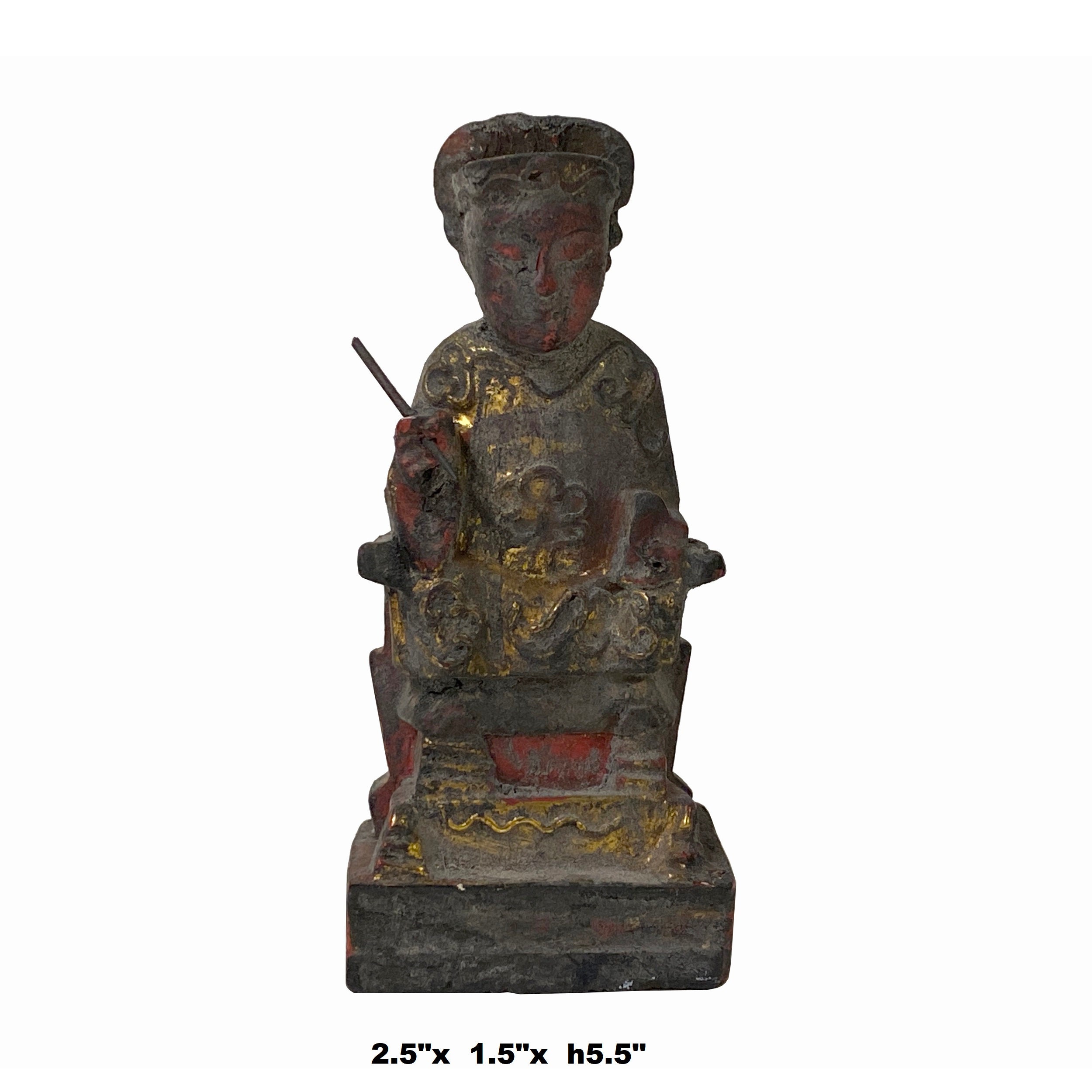【RANDY】 24AW Guardian Deity Vintage Chinese Wooden Carved Home Guardian Deity Figure