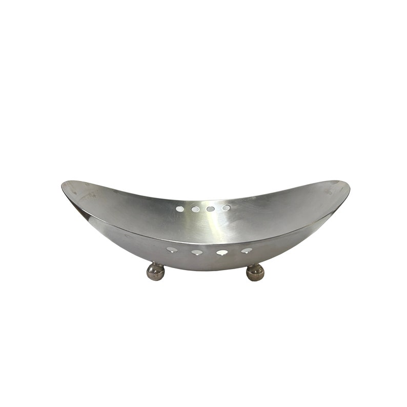 Set 2 Artistic Stainless Steel Oval Circle Holes Bowl Plate Container Display Tw011E image 4