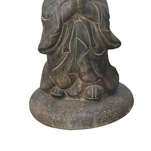 Chinese Dark Gray Stone Anjali Mudra Standing Cute Lohon Monk Statue ws3623E image 2