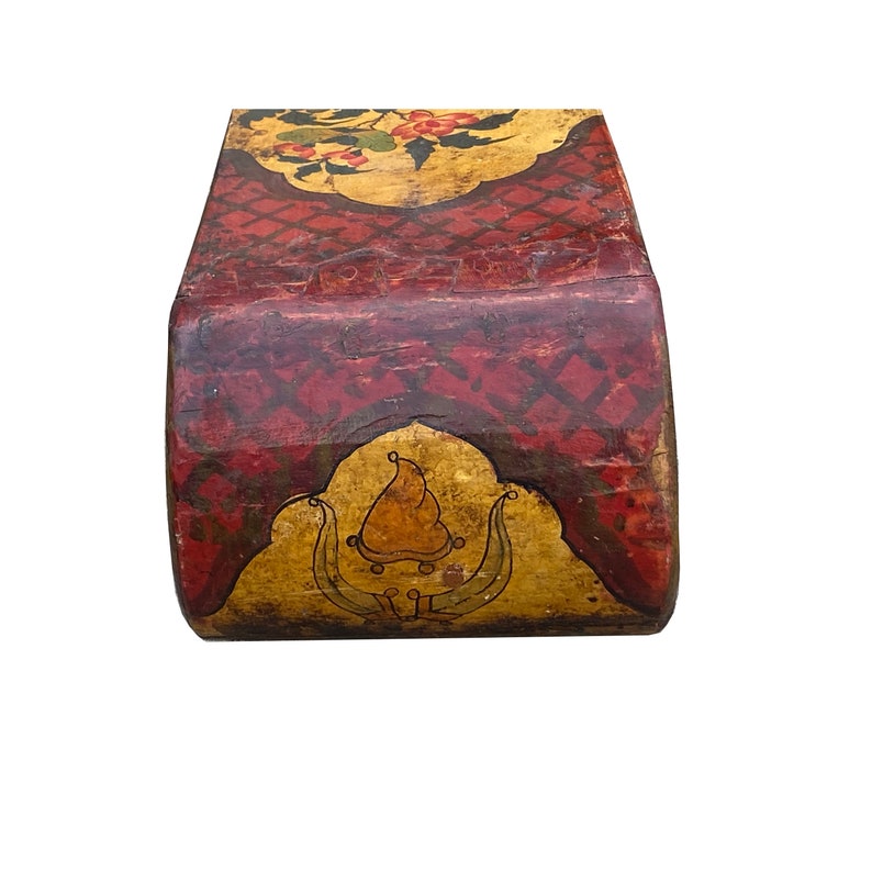 Vintage Chinese Tibetan Yellow Red Flowers Lacquer Scroll Table ws3227E image 6