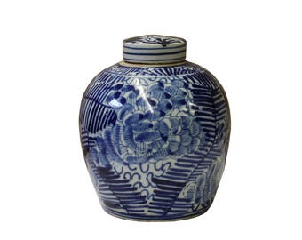 Chinese Oriental Small Blue White Porcelain Ginger Jar cs3338E