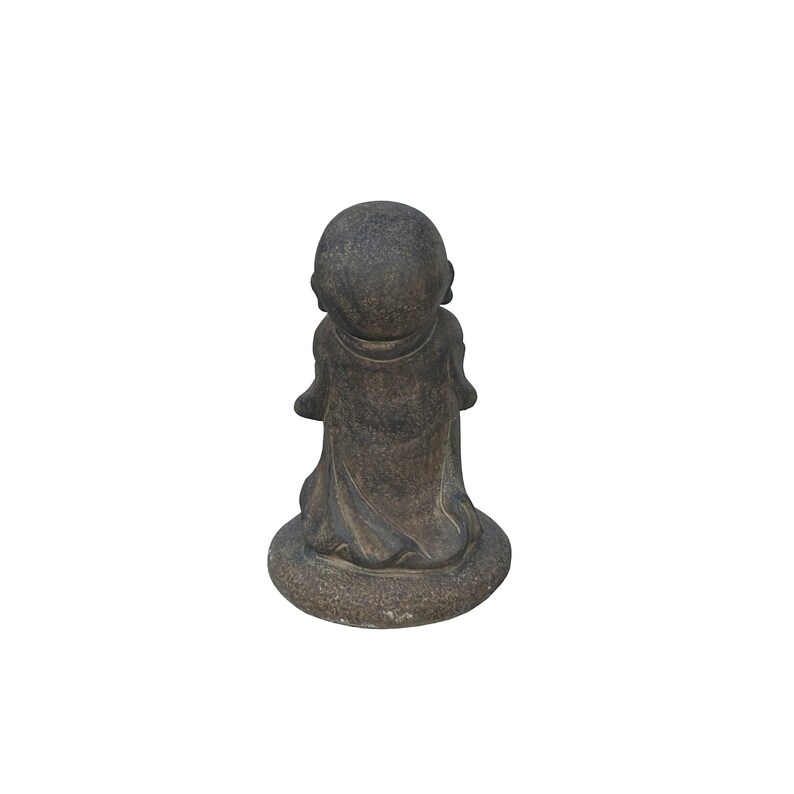 Chinese Dark Gray Stone Anjali Mudra Standing Cute Lohon Monk Statue ws3623E image 5