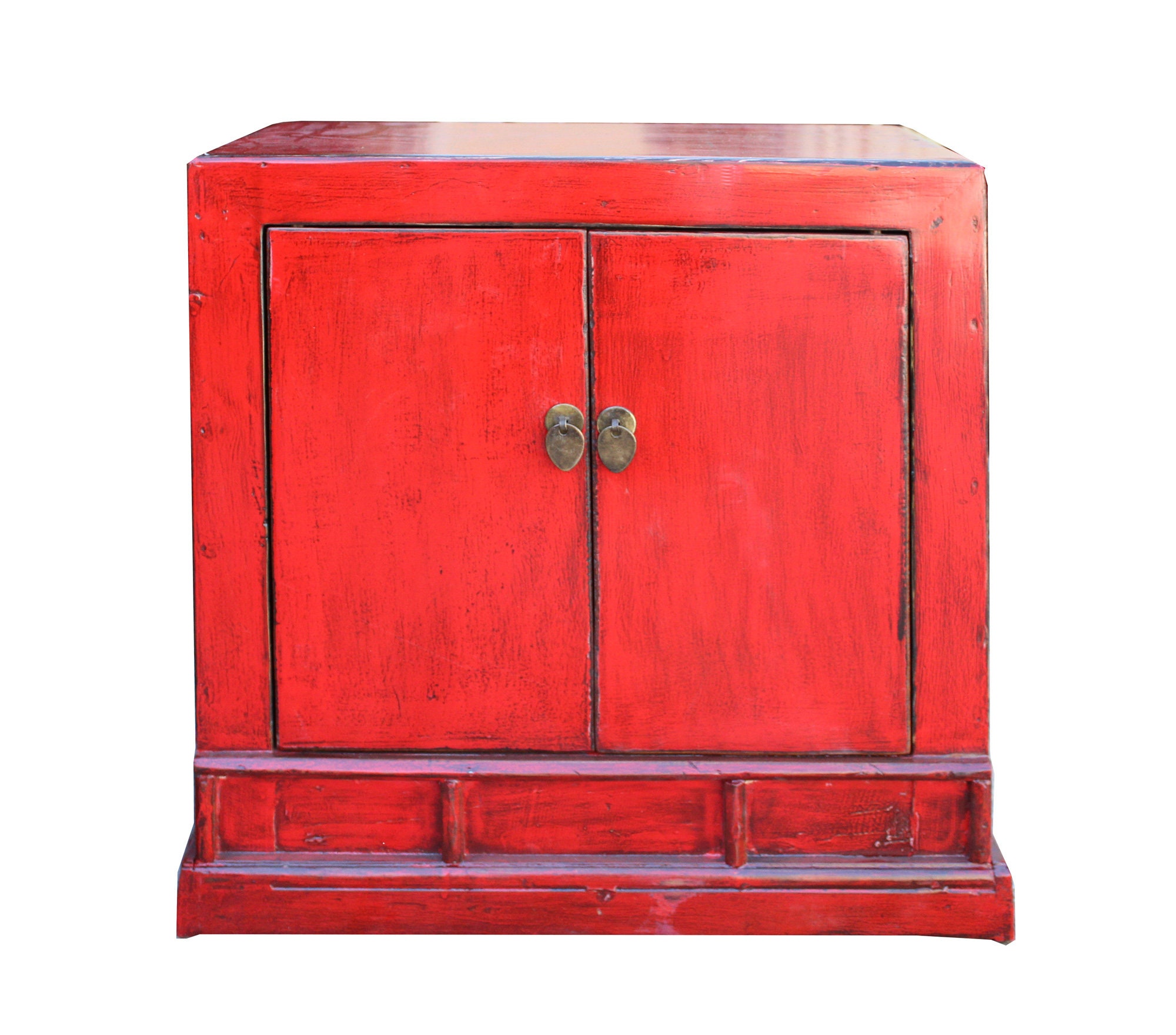 Chinese Distressed Red Lacquer Vintage Style End Table Etsy