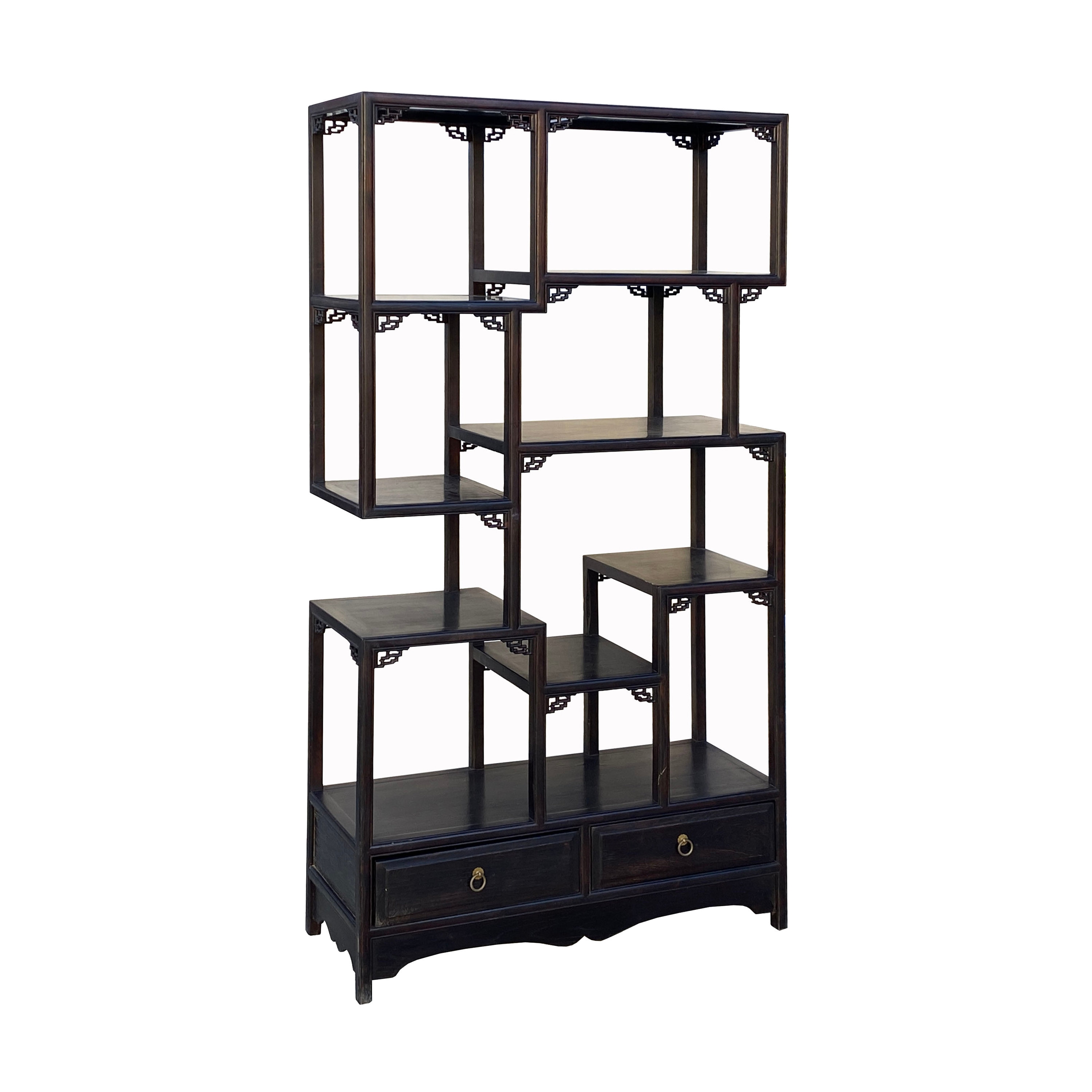置物 cool Chinese Brown Stain Treasure Display Curio Cabinet Room Divider