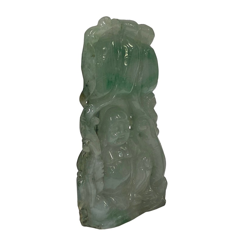 Chinese Jade Carved Happy Buddha Ornament Display s2237E image 2