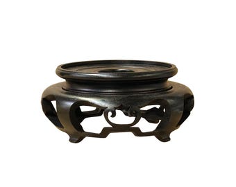 6 "Chinesische Schwarze Holz Runde Beine Tischständer Ständer Staffelei Riser st1205E