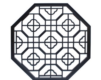 Chinese Black Octagonal Flower Geometric Pattern Wall Panel cs5879E