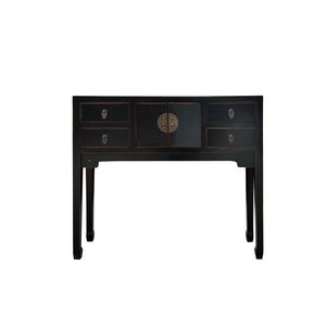 Oriental Black Lacquer 4 Drawers Slim Narrow Foyer Side Table cs7604 image 1