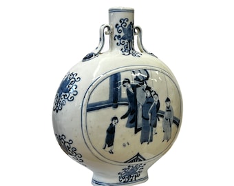 中国青白磁楕円平体人物テーマ花瓶 ws2992E - Etsy 日本