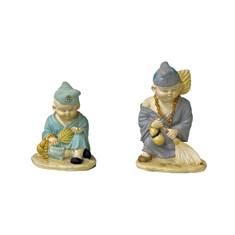 Set of 4 Chinese Ceramic Kid Buddhism Lohon Monk Figures ws1556E image 4