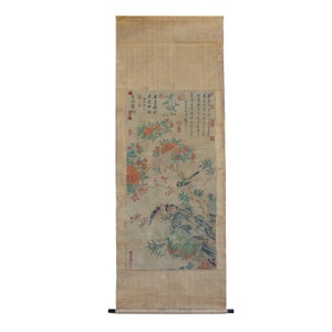 Chinese bloem vogels kleur inkt rolschildering museum kwaliteit muur kunst cs5647E