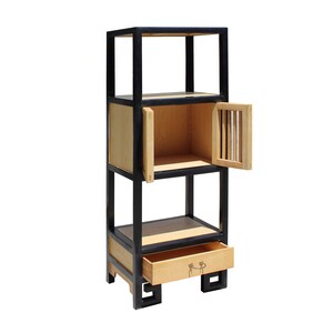 Oriental Black Rim Natural Wood Narrow Storage Display Bookcase Cabinet cs5163E image 6