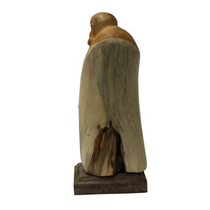 Chinese Cypress Wood Carved Irregular Shape Happy Buddha Statue cs5557E image 3