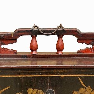 Vintage Chinese Fujian Golden Graphic Wedding Trunk Cabinet Chest cs7820E image 2