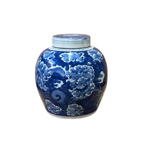 Chinese Hand-paint Dragon Cloud Blue White Porcelain Ginger Jar ws2820E image 1