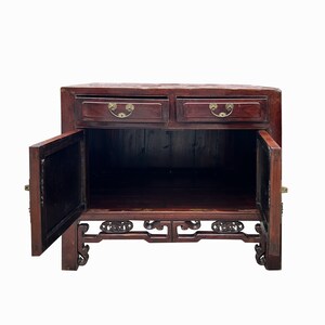 Vintage Chinese Carving Brown Drawers Side Table Credenza Cabinet cs7768E image 5