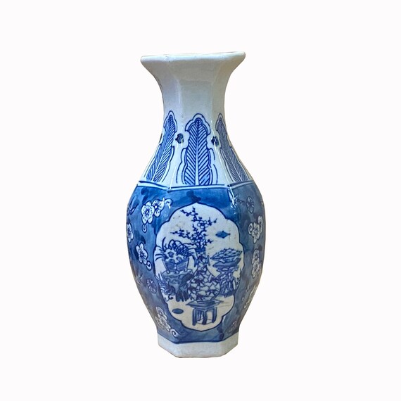 中国製青白磁六角花グラフィック小花瓶 2個セット ws2035E - Etsy 日本
