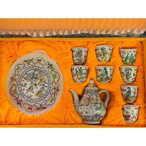 Chinese Ceramic Off White Eight Immortal Field Teapot Teacups Deco Set ws2002E image 8