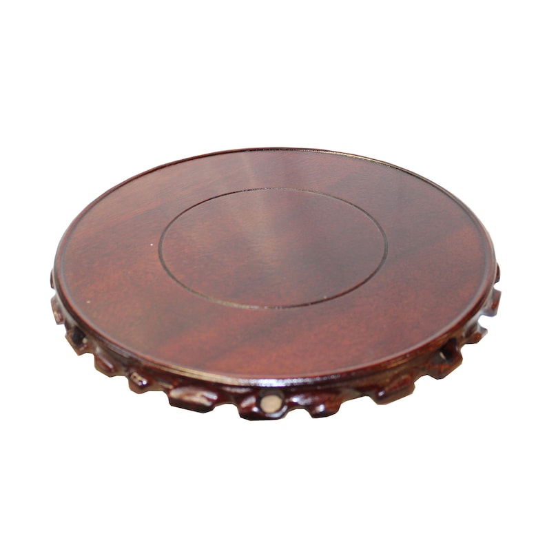 Chinese Brown Wood Handmade Round Table Top Stand Display Easel 5.75 ws818CE