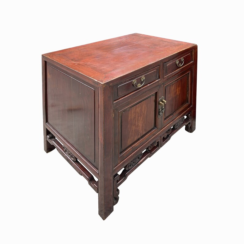 Vintage Chinese Carving Brown Drawers Side Table Credenza Cabinet cs7768E image 4