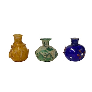Jarrón de vidrio de color con aspecto desgastado, 3 unidades, para exhibir botellas pequeñas ws2469E