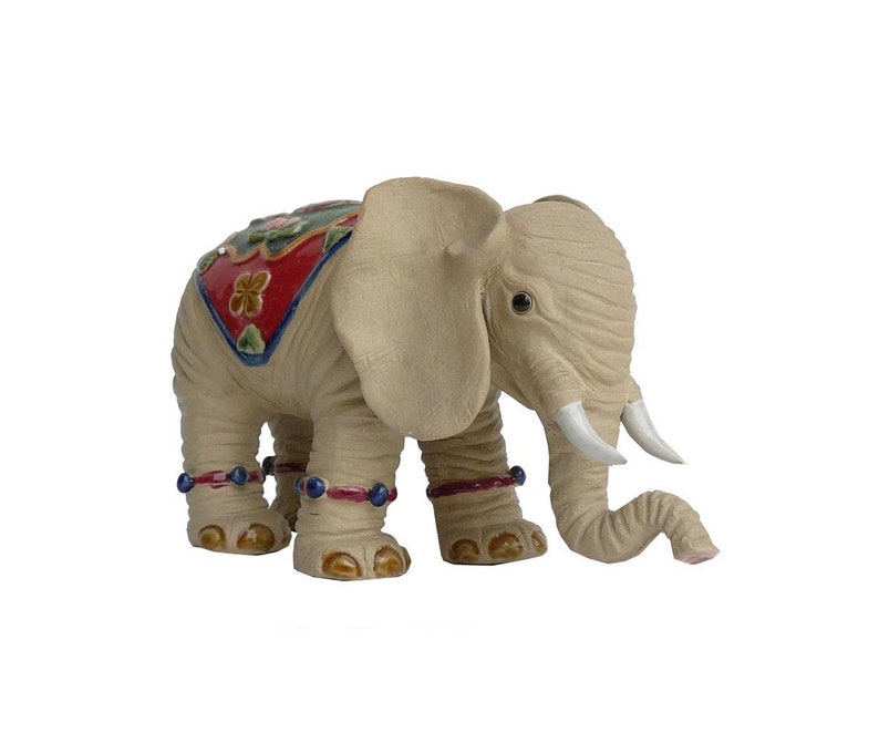 Pair Handmade Ceramic Lovely Elephant With Beautiful Jewelry Decor Statue fs722E image 6